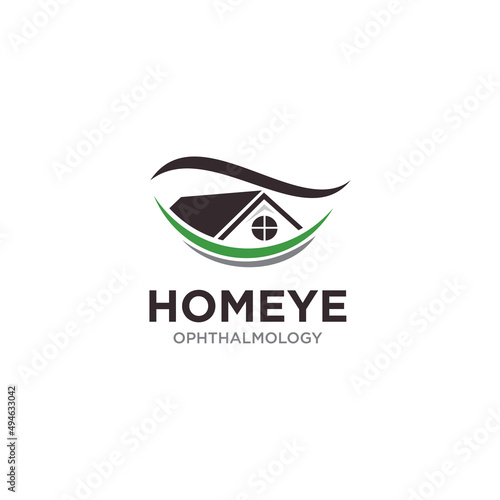 homeye ophthalmology logo creative house roof on abstract eye style