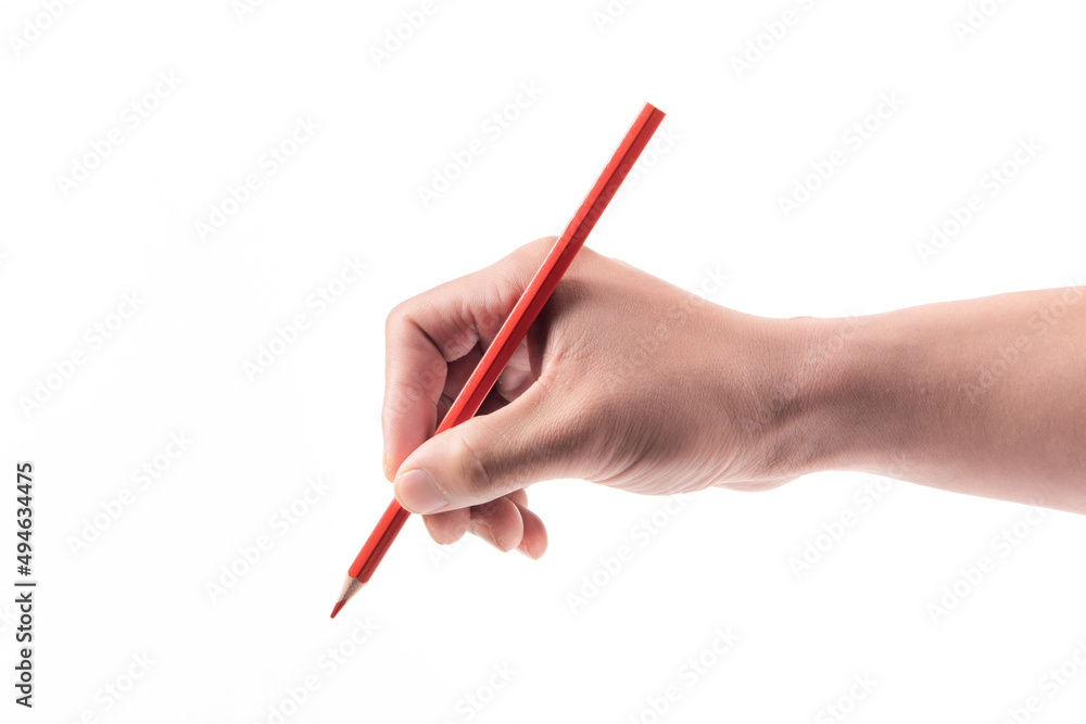 man's hand with the pencil isolated on white background. man's hand with the pencil isolated on white background.