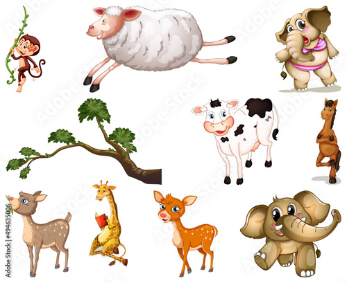 Set of animal cartoon character