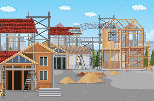 Scene of building construction site