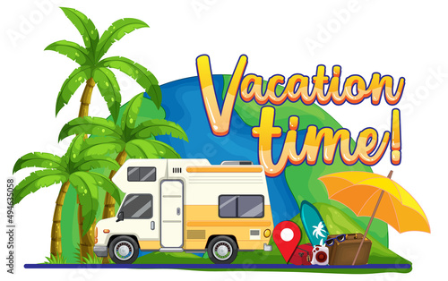 Summer travel vacation logo concept with motorhome © GraphicsRF