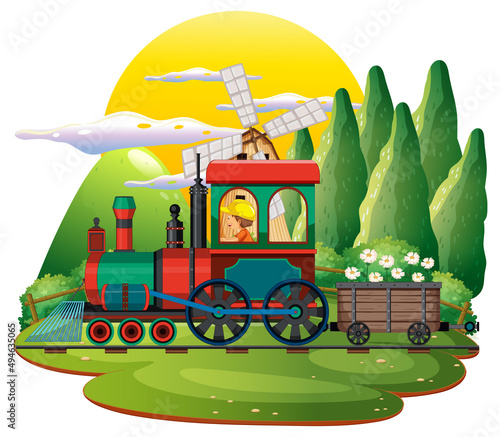 Train with natural scene