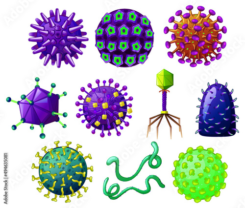Different shapes of viruses