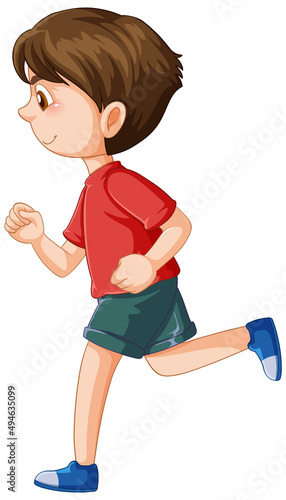 A boy running on white background