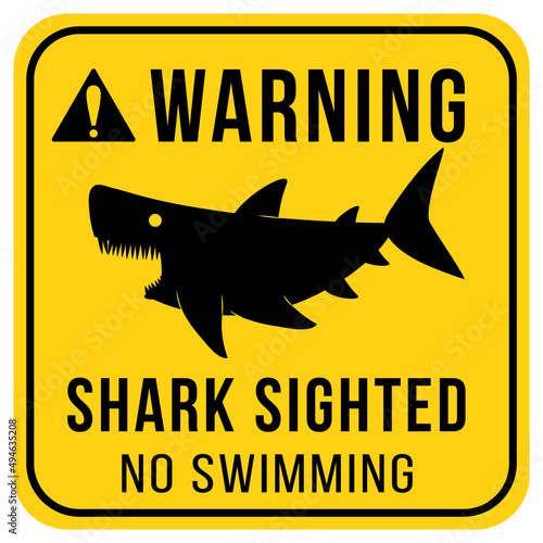Warning signboard concept with shark sighted no swimming