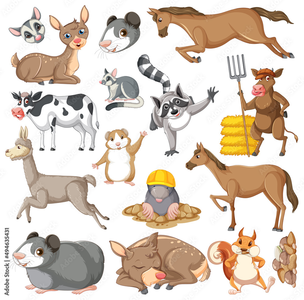 Fototapeta premium Seamless pattern with cute animals