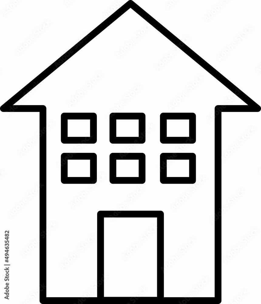 Icon illustration of building outline on transparent background Icon illustration of building outline on transparent background
