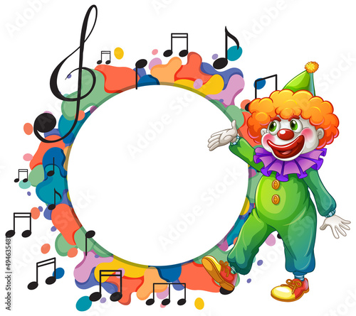 Cute clown with blank music note template