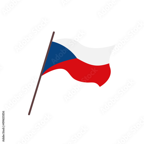 Waving flag of Czech Republic. Isolated czech flag on white background. Vector flat illustration