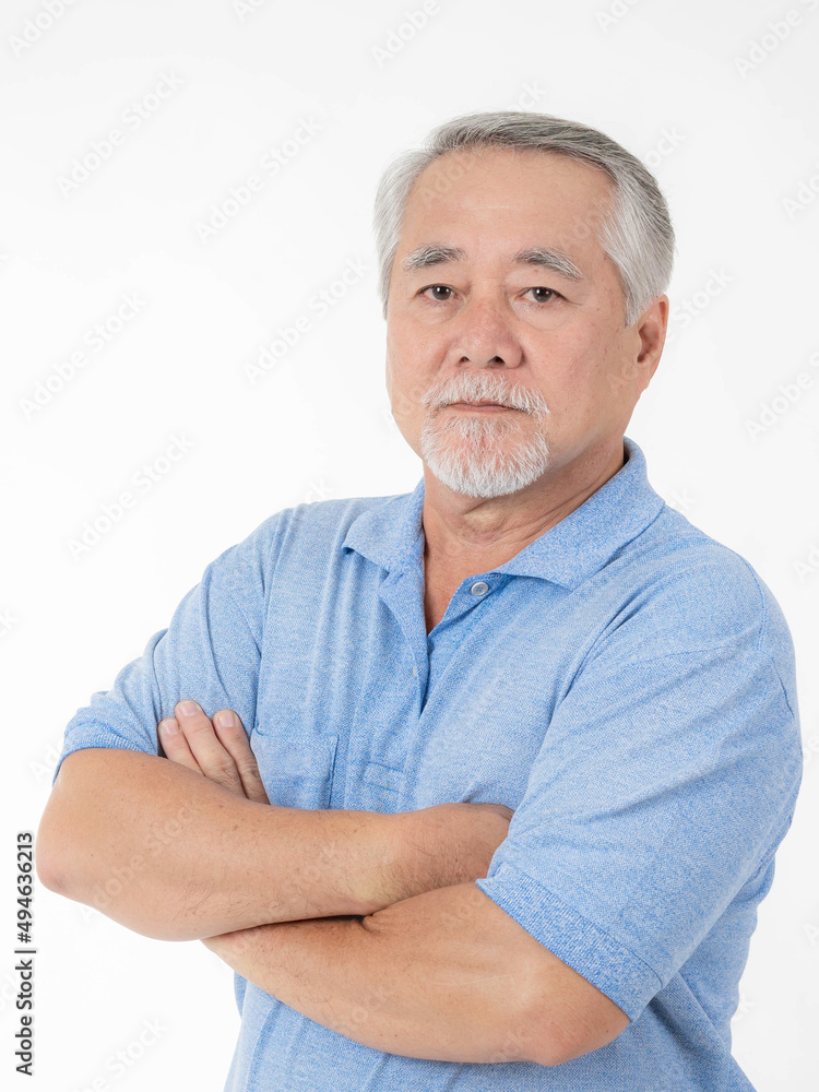 Portrait Asian senior man , old man , good health isolated on white background - lifestyle senior male concept