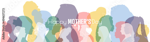 Happy Mother's Day banner. Flat vector illustration.