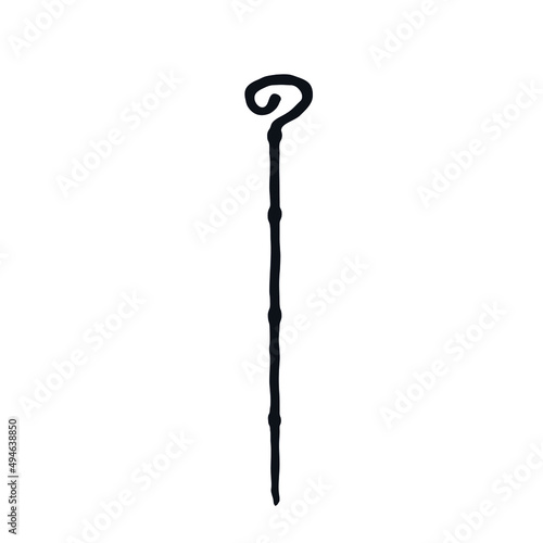 Crosier logo icon sign Religious accessory emblem Hand drawn sketch Abstract game design Cartoon doodle style Fashion print clothes apparel greeting invitation card cover flyer poster banner art ad