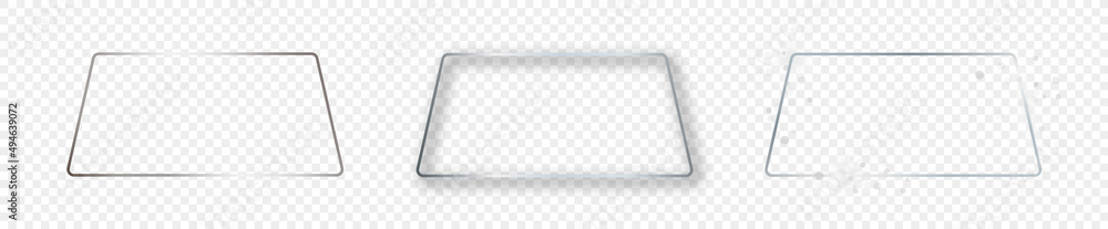 Silver glowing rounded trapezoid shape frame Silver glowing rounded trapezoid shape frame