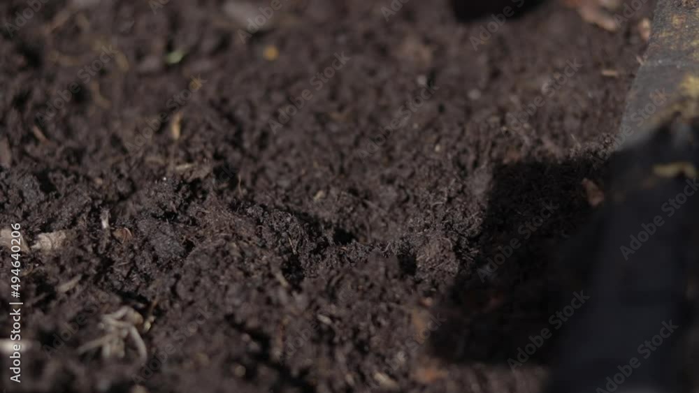 A person poking a hole in some soil and dropping in a seed, then covering it up with some more compost. Still shot. A person poking a hole in some soil and dropping in a seed, then covering it up with some more compost. Still shot.