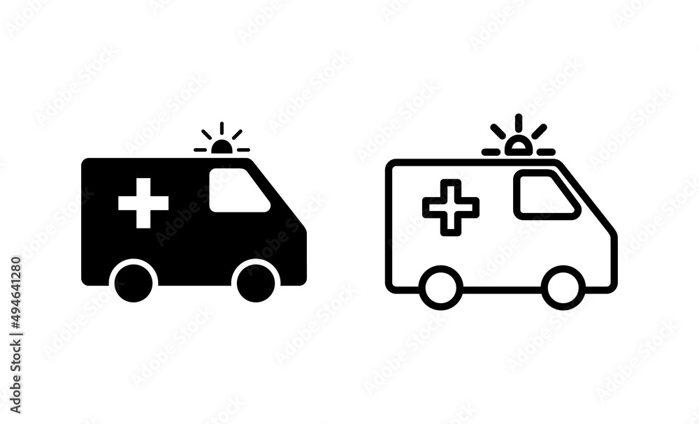 Ambulance icon vector. ambulance truck sign and symbol. ambulance car Ambulance icon vector. ambulance truck sign and symbol. ambulance car