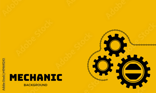 mechanic background with gears and chain