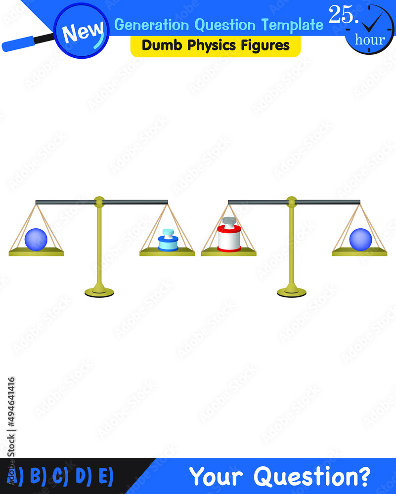 Physics, equal arm scales, next generation question template, dumb