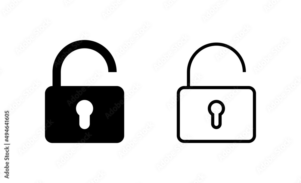 Unlock icon vector. Unlock sign and symbol. unlocked padlock icon Unlock icon vector. Unlock sign and symbol. unlocked padlock icon