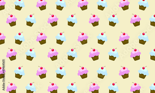 Cute cupcakes pattern illustration pastel colors