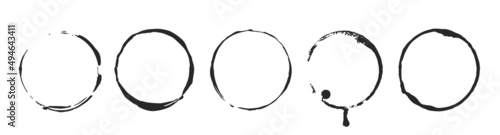 Grunge circle brush ink frames set. Vector eps 