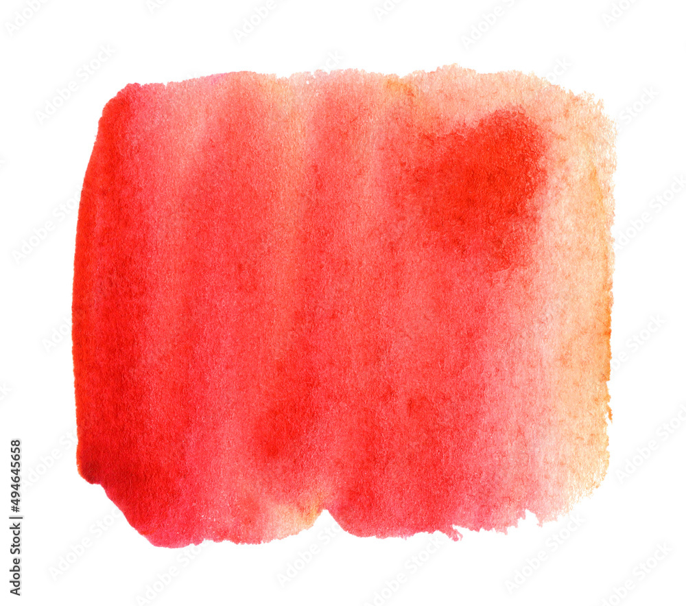 Red and pink watercolor shape isolated on white background	