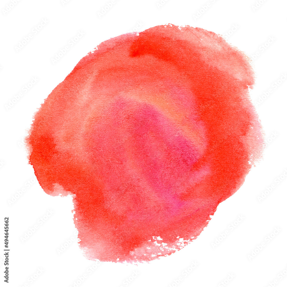 Red and pink watercolor shape isolated on white background	