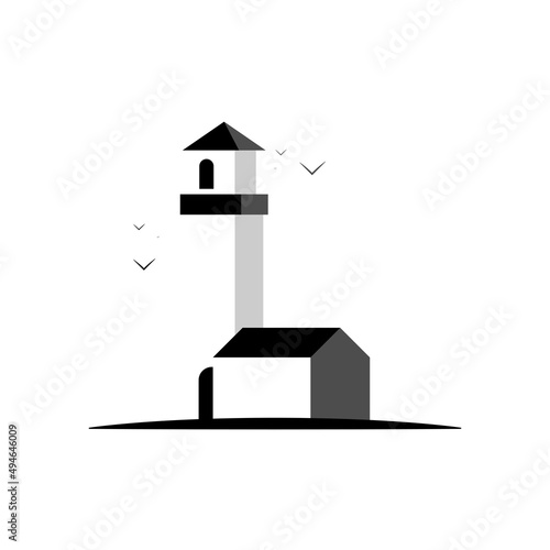 Phare avec création de logo vectoriel océan 