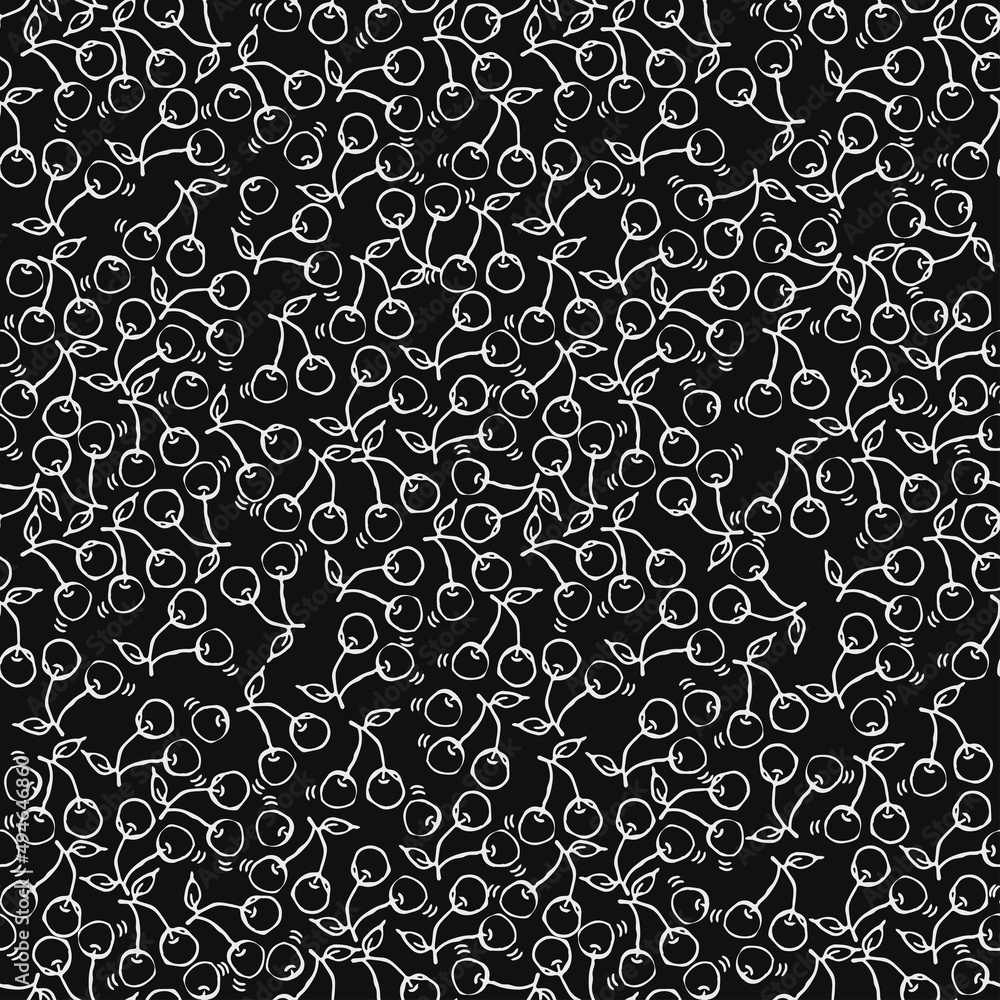 Seamless cherry vector pattern. Doodle vector with cherry icons. Vintage cherry pattern, sweet elements background for your project, menu, cafe shop. Seamless cherry vector pattern. Doodle vector with cherry icons. Vintage cherry pattern, sweet elements background for your project, menu, cafe shop.