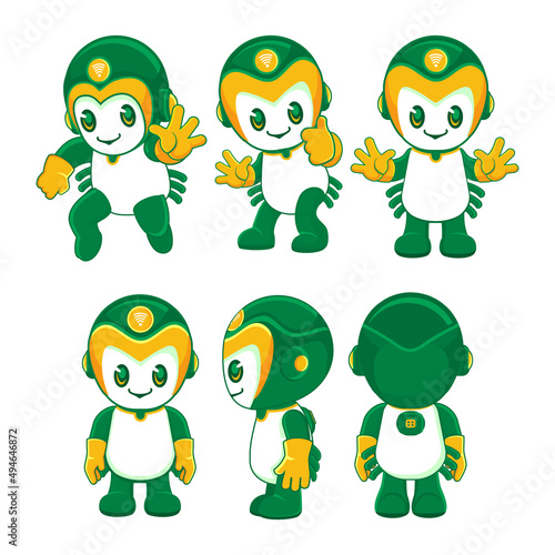 Cute robot mascots in various styles