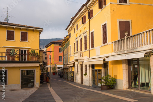 A shopping street at Christmas in Garda town on the east shore of lake Garda, Verona Province, Veneto, north east Italy 