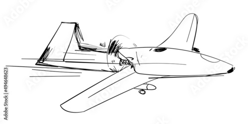 Bayraktar combat drone sketch. Armament of Turkey and Ukraine. Military aircraft to destroy terrestrial targets.