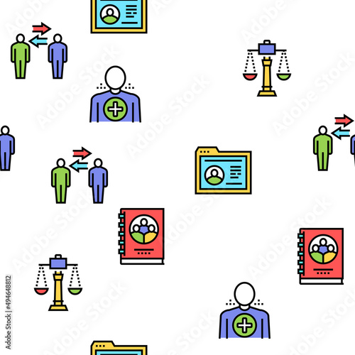 Business Ethics Moral Vector Seamless Pattern Thin Line Illustration
