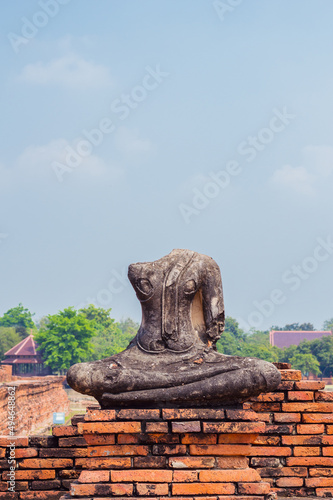 Broken ancient Buddha statue,Ancient buddha broken at wat chaiwattanaram ayuthaya thailand