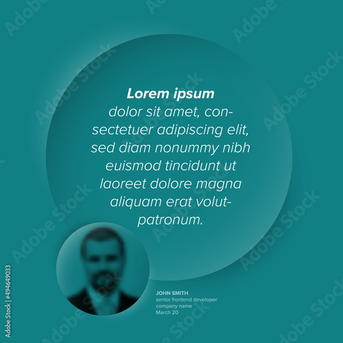 Teal color Testimonial review section layout template