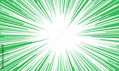 Arrière-plan des lignes verte d'action de la bande dessinée. Lignes de vitesse Cadre manga isolé sur fond transparent. Conception graphique vectorielle 