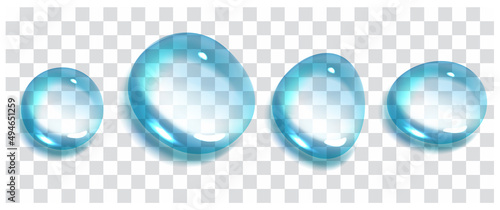 Realistic water bubbles with rainbow reflection set isolated. 