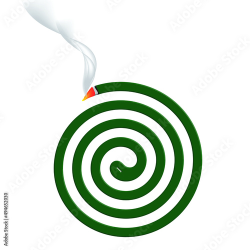 Burning mosquito coil with smoke