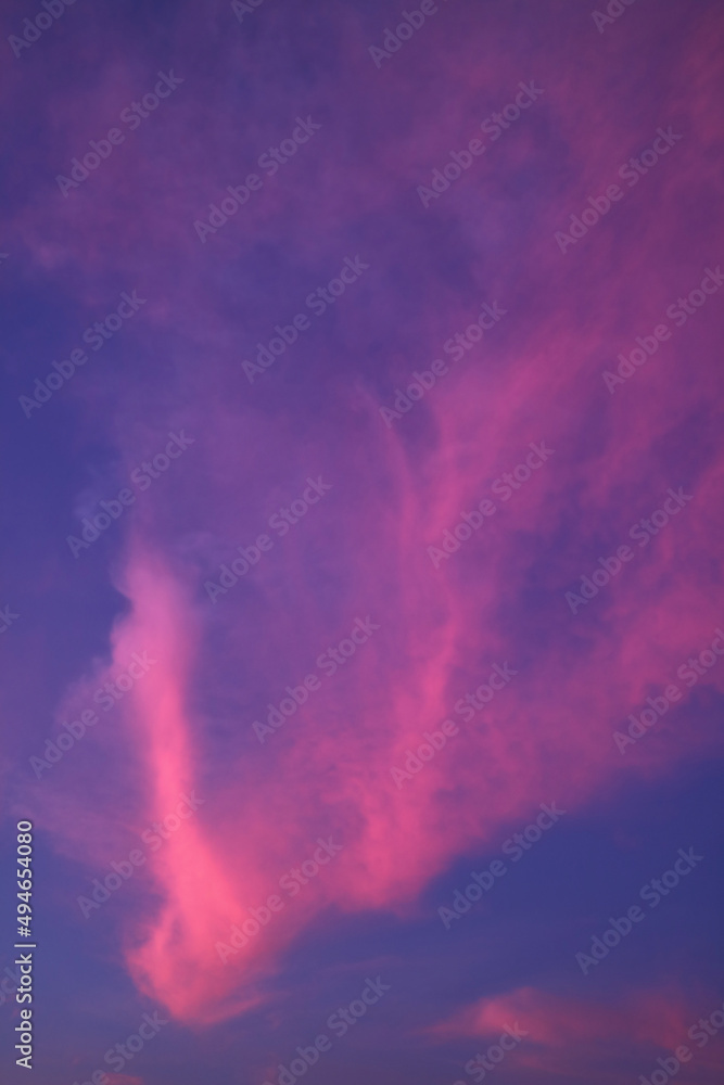 Incredible Gradient Purple and Blue Cloudy Sky with Sunset Afterglow