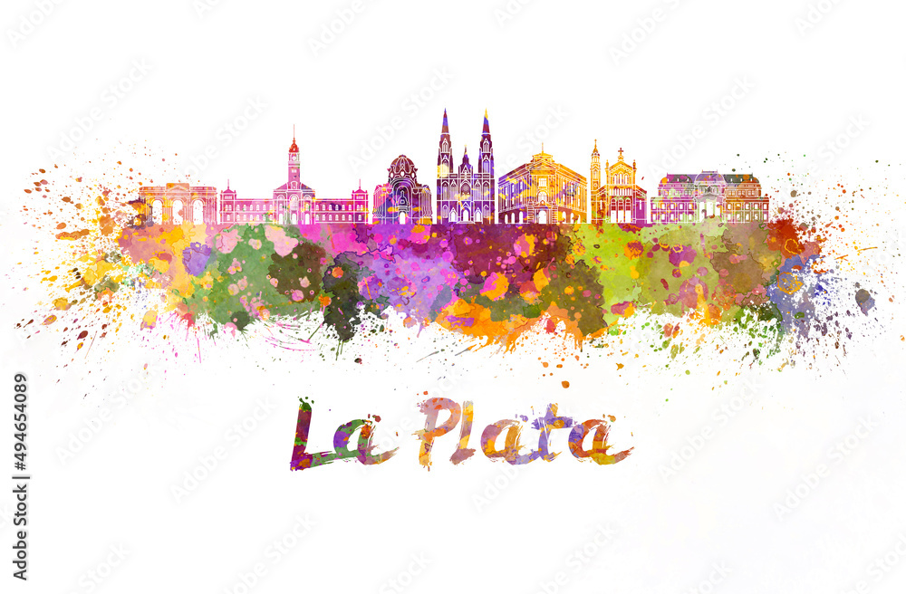 La Plata skyline in watercolor