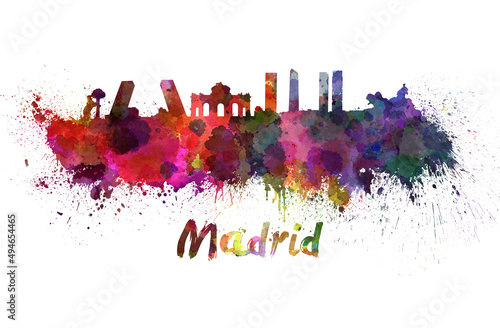 Madrid skyline in watercolor