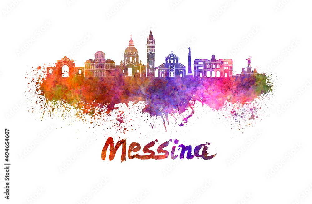 Messina skyline in watercolor