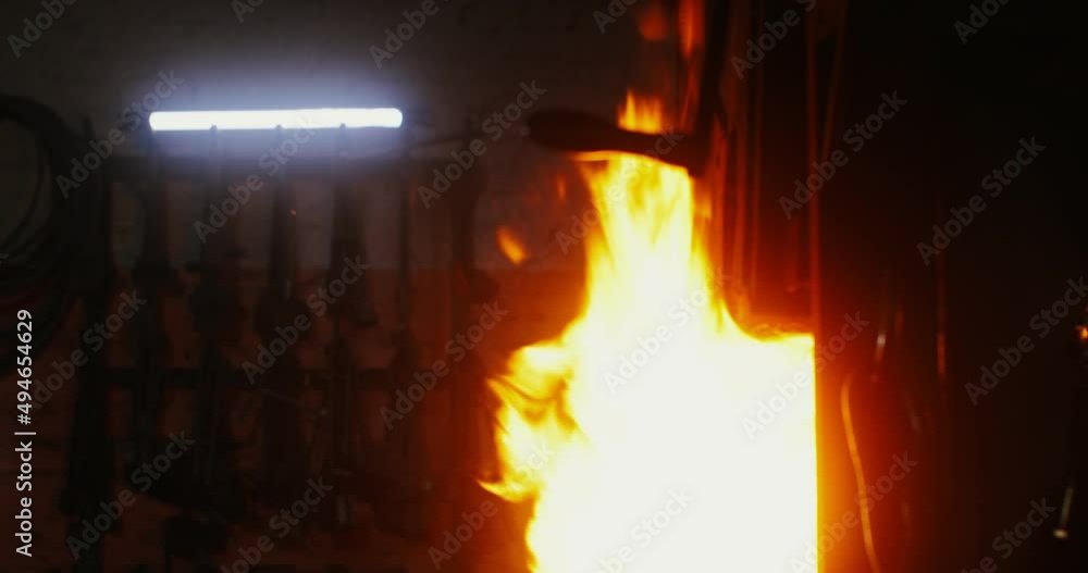 Atmospheric authentic forge with a kindled furnace Atmospheric authentic forge with a kindled furnace