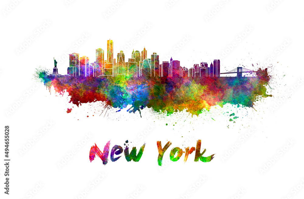 New York skyline in watercolor