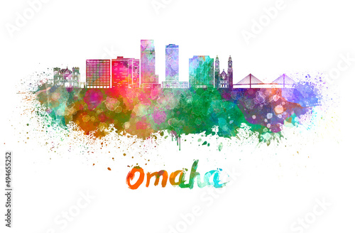 Omaha V2 skyline in watercolor © Paulrommer