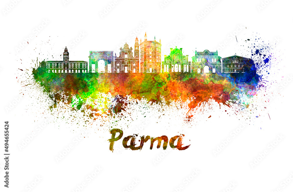 Parma skyline in watercolor