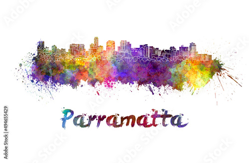 Parramatta skyline in watercolor