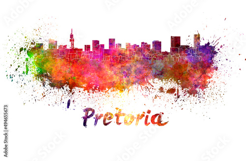 Pretoria skyline in watercolor