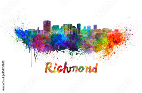 Richmond skyline in watercolor
