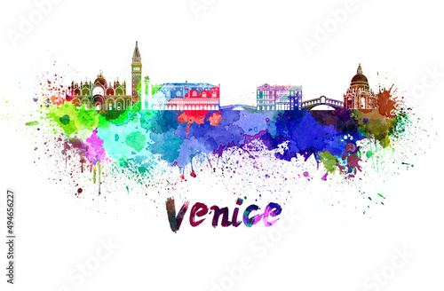 Venice skyline in watercolor