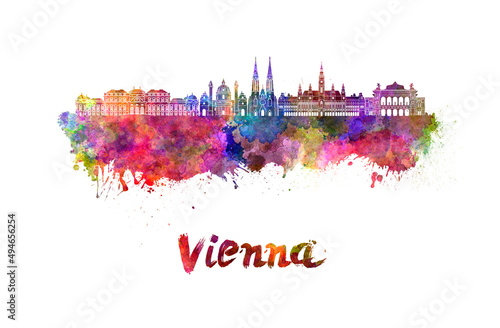 Vienna skyline in watercolor